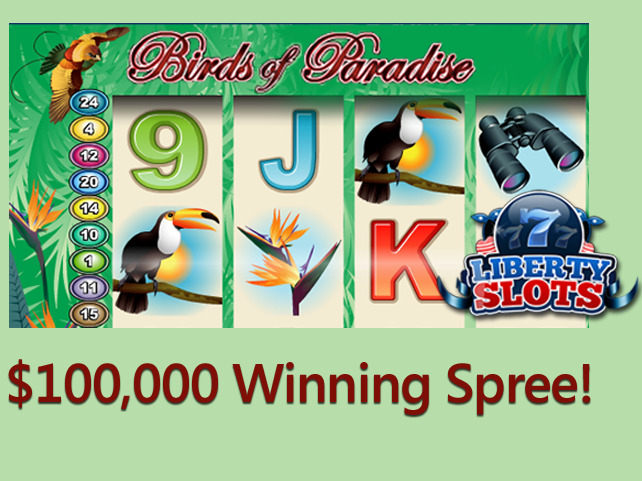 Liberty Slots Player Flies Away with $100,000 Jackpot