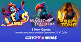 CryptoWins Expands Its Games Portfolio withThree New Themed Mega Matrix Slots:  Magic of Feathers, Shadow of the Tomb, Joker’s Lines