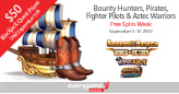 Bounty Hunters, Pirates, Fighter Pilots and Aztec Warriors Featured during Free Spins Week
