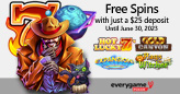 Everygame Poker Players Can Get Free Spins with Just a $25 Deposit – and Win up to $250