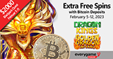 Everygame Poker Celebrates the Year of the Dragon with Free Spins on Two Dragon Slots and EXTRA Free Spins with Bitcoin Deposits
