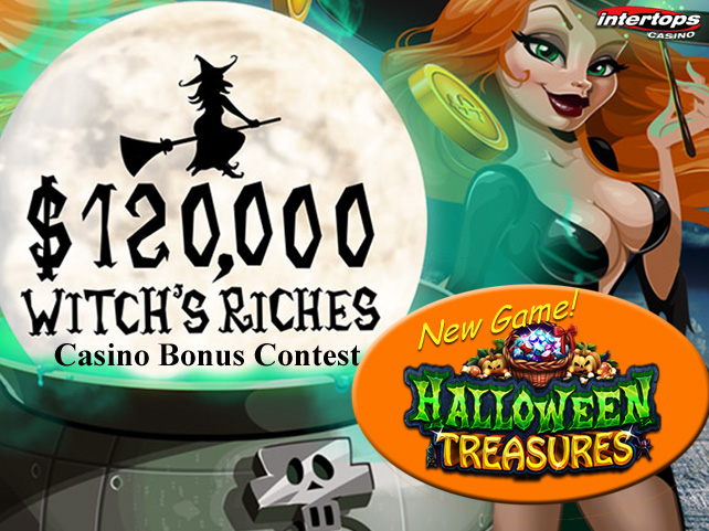 $30,000 in Weekly Prizes during $120,000 “Witch’s Riches” Casino Bonus Contest and New Halloween Treasures at Intertops Casino