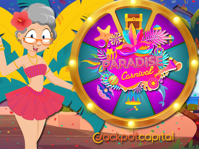 Spin Jackpot Capital Casino’s Paradise Carnival Treasure Wheel with Glamma and Win Big Slot Rewards