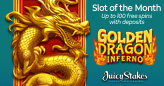 New Golden Dragon Inferno, with Wild Reels and Stacked Mystery Symbols, is Juicy Stakes’ Slot of the Month
