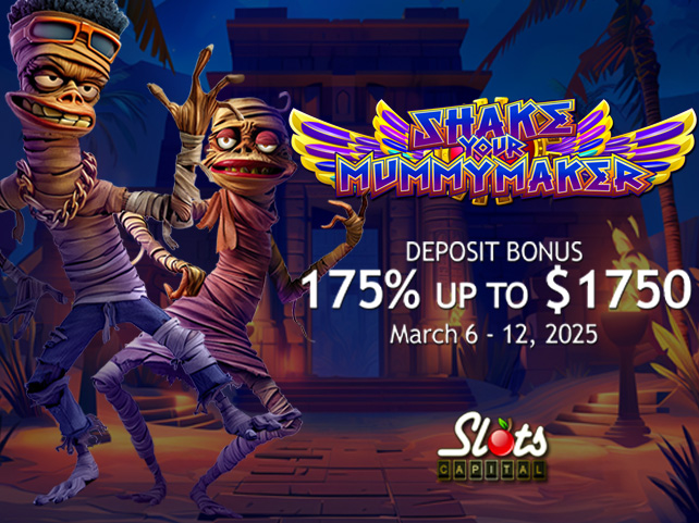 Get Groovy in Ancient Egypt with Shake Your Mummymaker! at SlotsCapital.lv and a Enjoy a 175% Deposit Bonus